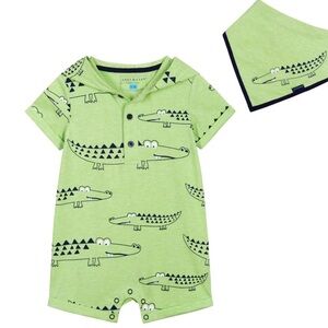 NWT Andy & Evan Alligators Hooded Romper Set - 6-9 mo